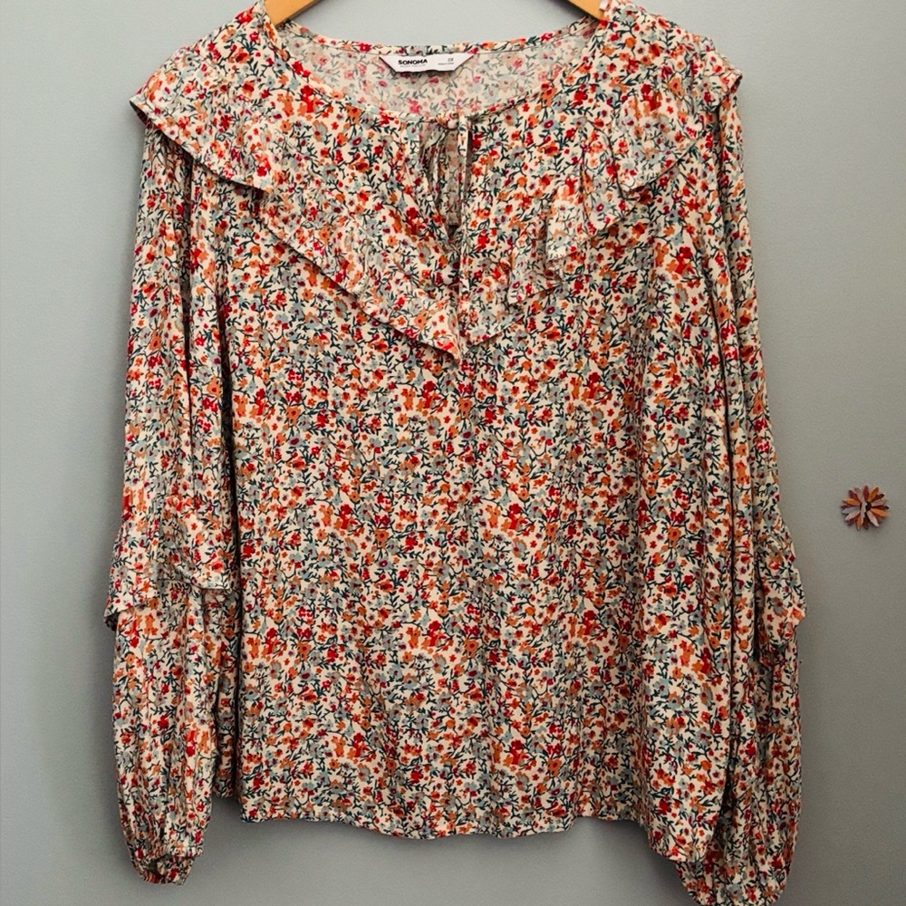 Sonoma Floral Long Sleeve Cottagecore Blouse Floral 14W